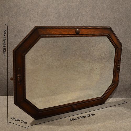 fig 1. Antique Oak Mirror Overmantle English Edwardian Quality Bevelled Glass c1910