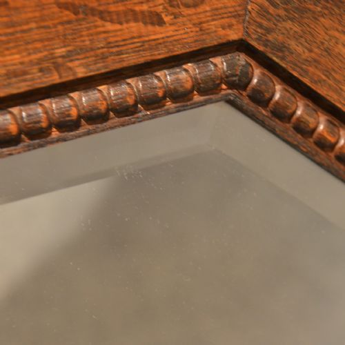 fig 2. Antique Oak Mirror Overmantle English Edwardian Quality Bevelled Glass c1910