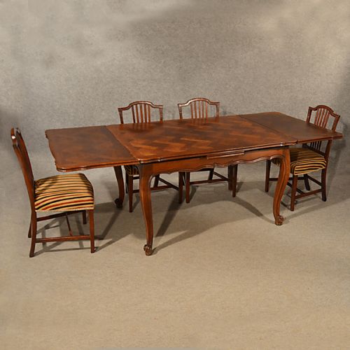fig 1. Antique Extending Kitchen Dining Table French Oak Draw Leaf 4 - 8 Seater c1900