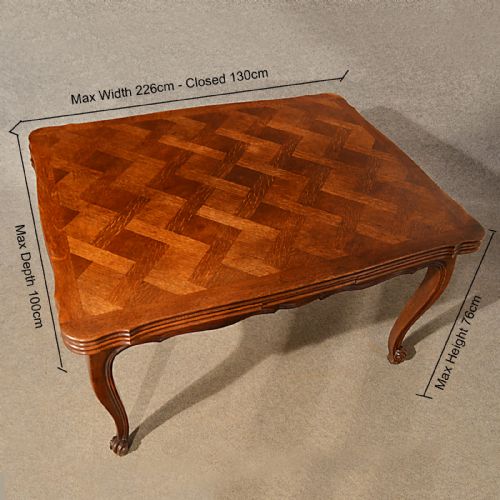 fig 2. Antique Extending Kitchen Dining Table French Oak Draw Leaf 4 - 8 Seater c1900
