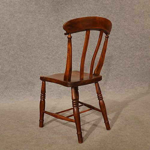 fig 2. Antique Elm Kitchen Lath Back Side Dining Windsor Chair English Victorian c1850