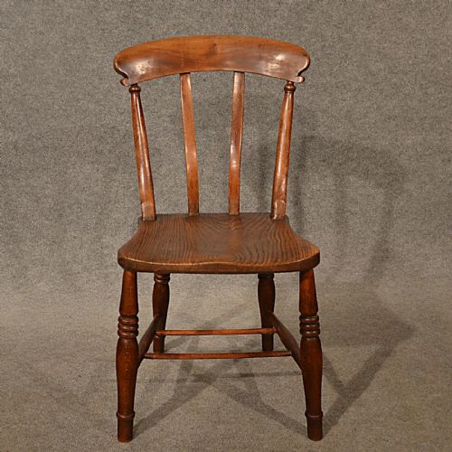 fig 3. Antique Elm Kitchen Lath Back Side Dining Windsor Chair English Victorian c1850