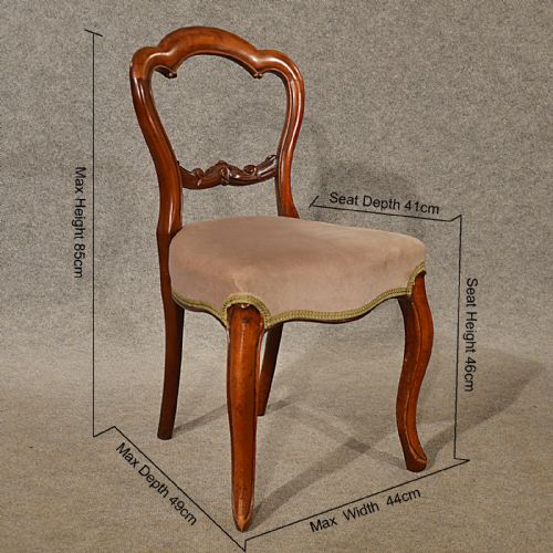 fig 1. Antique Dining Chairs Set 3 Mahogany Balloon Back Quality English c1870