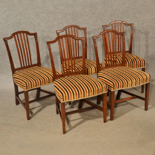 Antique Dining Chairs Set of 5 Quality Mahogany Georgian Sheraton English C1800