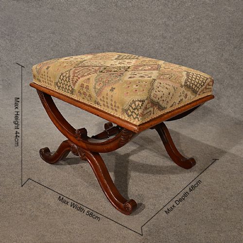 fig 1. Antique Stool Footstool Dressing Seat Mahogany Quality English Regency c1830