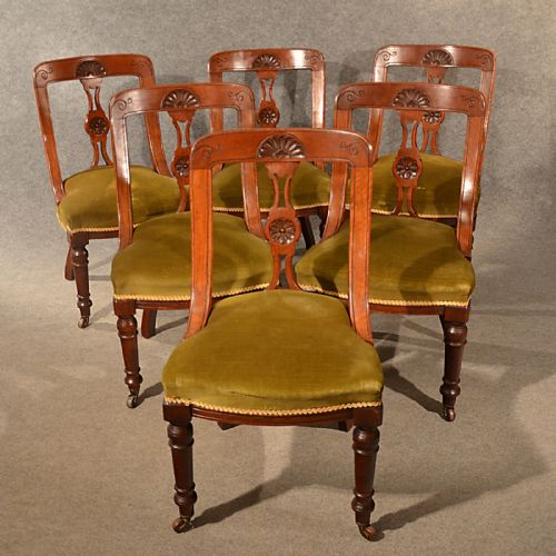 Antique Dining Chairs Quality Set of 6 English Victorian Aesthetic Period C1890