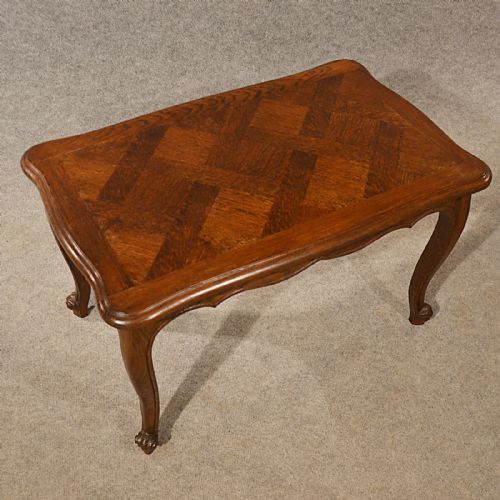 fig 2. Antique Oak Coffee Table Serving Tea Art Deco Vintage Occasional Table c1930