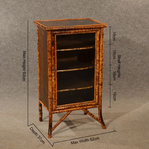fig 1. Antique Cupboard Display Cabinet Bookcase 3' Original Victorian Bamboo c1880