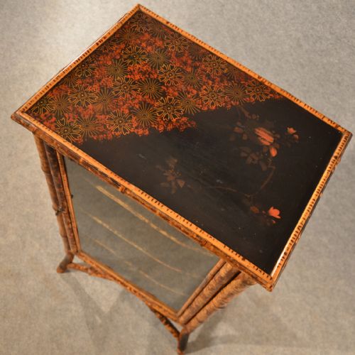 fig 2. Antique Cupboard Display Cabinet Bookcase 3' Original Victorian Bamboo c1880