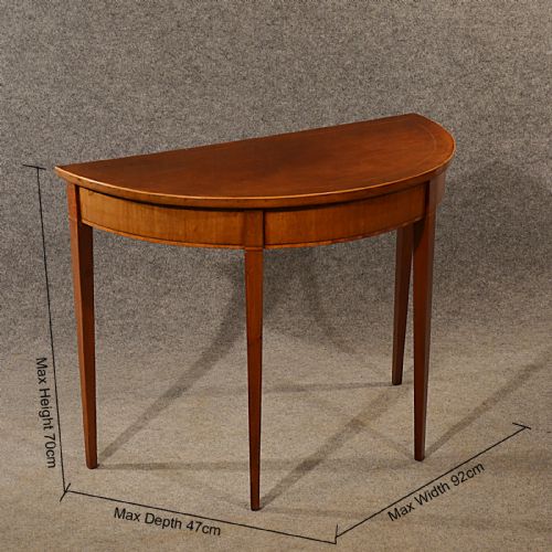 fig 1. Antique Side Demi Lune Hall Console Table 3' English Georgian Mahogany c1800