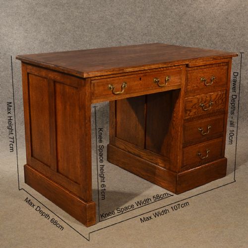 fig 1. Antique Oak Desk Library Writing Table Victorian English Waring & Gillow c1900