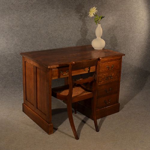 fig 2. Antique Oak Desk Library Writing Table Victorian English Waring & Gillow c1900