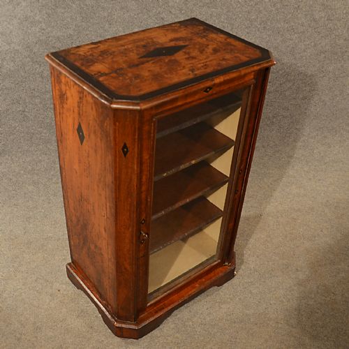 fig 2. Antique Music Cupboard Display Cabinet Bookcase Burr Walnut Victorian c1870