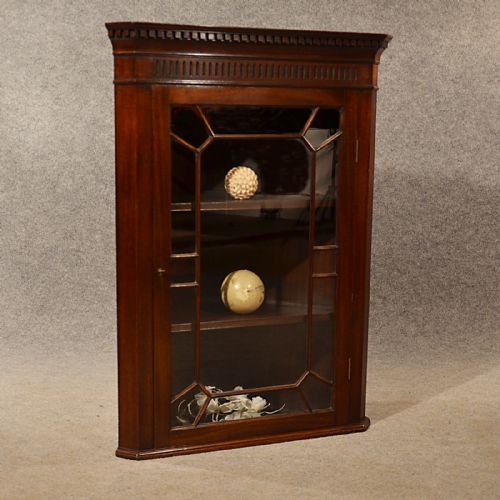 Antique Corner Cupboard English Victorian Wall Cabinet Astragal Glazed C1900