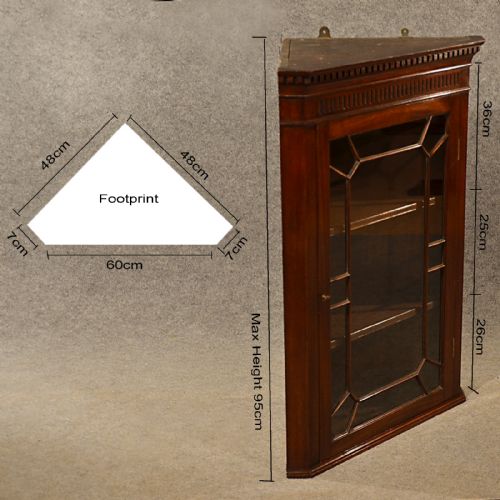 fig 1. Antique Corner Cupboard English Victorian Wall Cabinet Astragal Glazed c1900