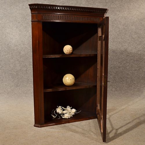 fig 4. Antique Corner Cupboard English Victorian Wall Cabinet Astragal Glazed c1900
