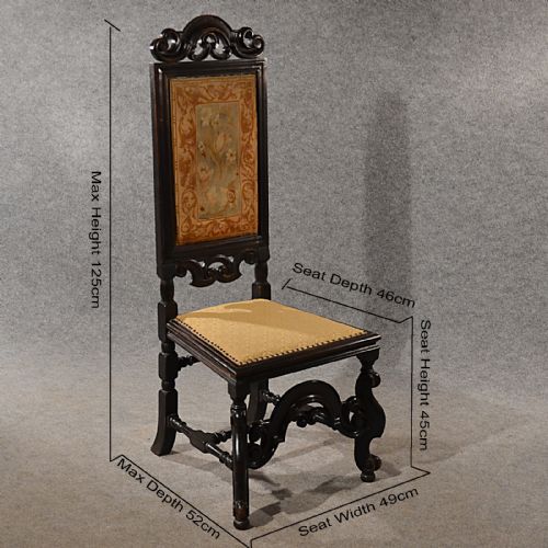 fig 1. Antique Pair Hall Dining Side Chairs Needlepoint Anglo Dutch Victorian c1880