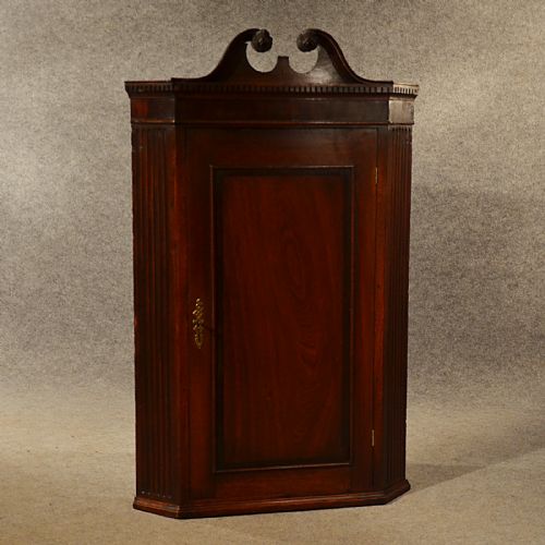 Antique Corner Cupboard Mahogany Swan Neck English Georgian Cabinet C1800