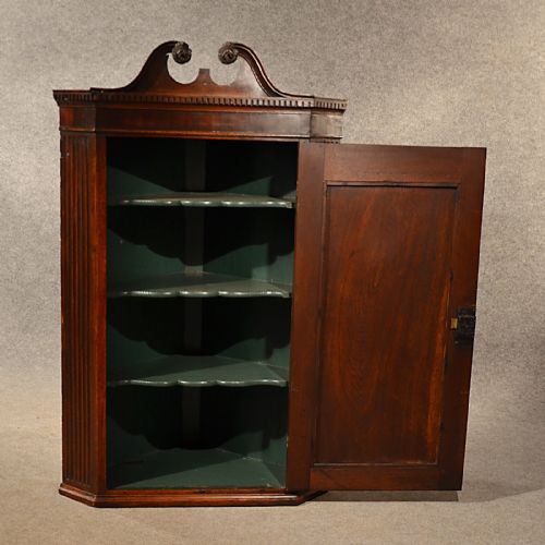 fig 2. Antique Corner Cupboard Mahogany Swan Neck English Georgian Cabinet c1800
