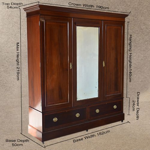 fig 1. Antique Wardrobe Top Quality English Edwardian Mahogany & Fitted Interior c1910