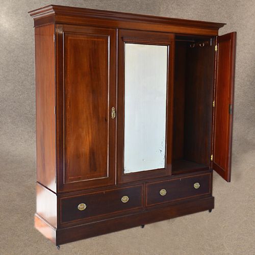 fig 2. Antique Wardrobe Top Quality English Edwardian Mahogany & Fitted Interior c1910
