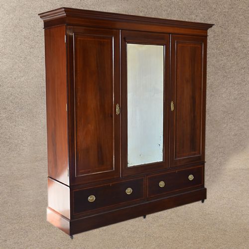 Antique Wardrobe Top Quality English Edwardian Mahogany & Fitted Interior C1910