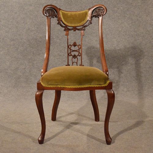fig 2. Antique Dining Side Chairs Set 3 Mahogany Quality English Victorian c1900