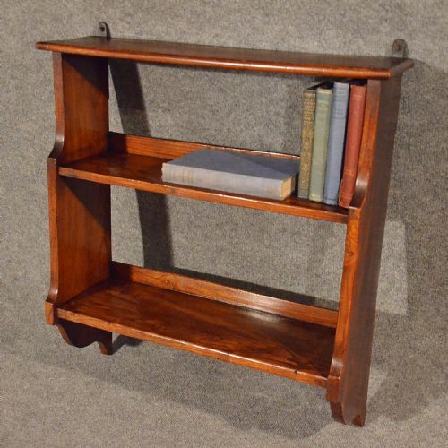 Antique Bookcase Display Wall Shelves Whatnot Solid English Elm Victorian C1900
