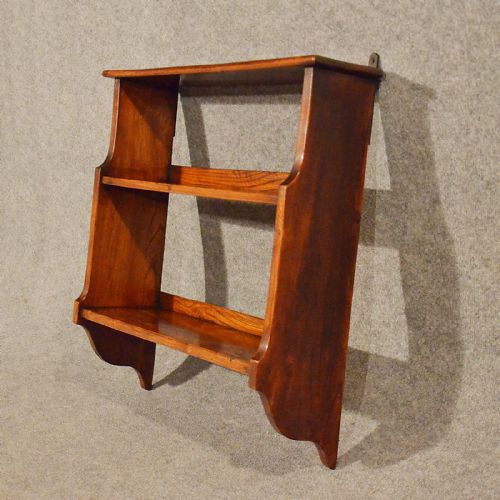 fig 3. Antique Bookcase Display Wall Shelves Whatnot Solid English Elm Victorian c1900