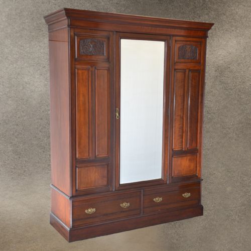 Antique Walnut Wardrobe Armoire Top Quality English Edwardian C1910