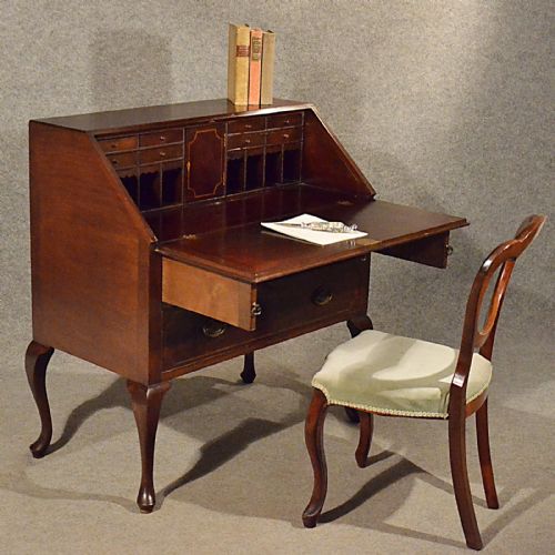 Antique Bureau Writing Study Desk Quality Mahogany English Edwardian C1910