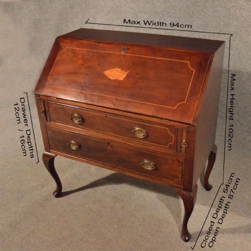 fig 1. Antique Bureau Writing Study Desk Quality Mahogany English Edwardian c1910