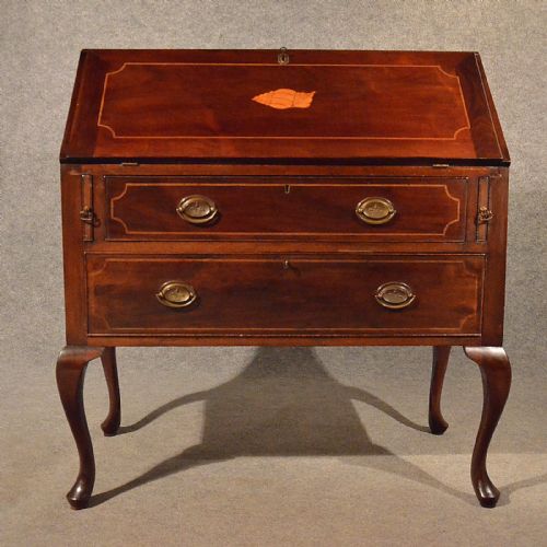 fig 3. Antique Bureau Writing Study Desk Quality Mahogany English Edwardian c1910