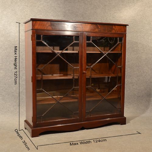 fig 1. Antique Bookcase Display Library Glazed Cabinet Mahogany Edwardian English c1910