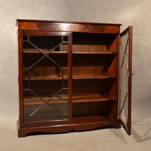 fig 3. Antique Bookcase Display Library Glazed Cabinet Mahogany Edwardian English c1910