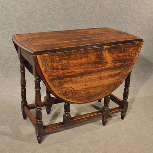 fig 3. Antique Oak Dining Kitchen Table Small Gateleg Drop Leaf Quality Victorian c1900