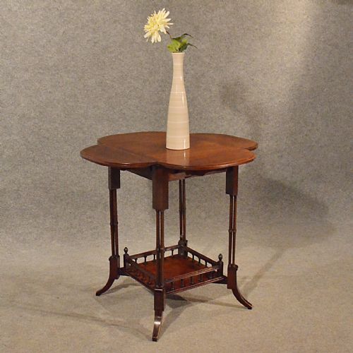 Antique Petal Table Side Lamp Wine Occasional Folding Mahogany Victorian C1890
