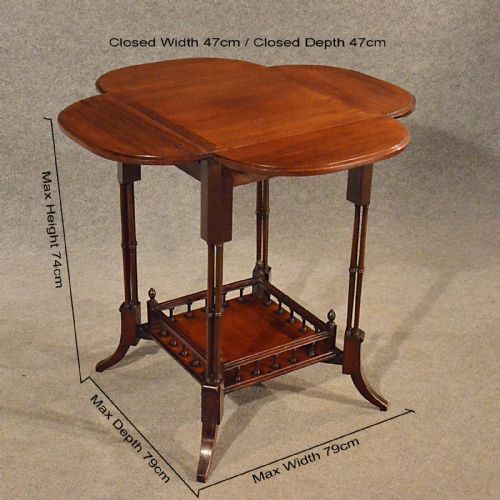 fig 1. Antique Petal Table Side Lamp Wine Occasional Folding Mahogany Victorian c1890