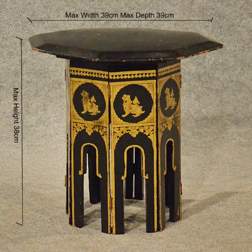 fig 1. Antique Japanese Low Table Side Lamp Occasional Folding Ebonized Japanned c1900