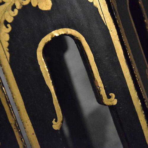 fig 3. Antique Japanese Low Table Side Lamp Occasional Folding Ebonized Japanned c1900
