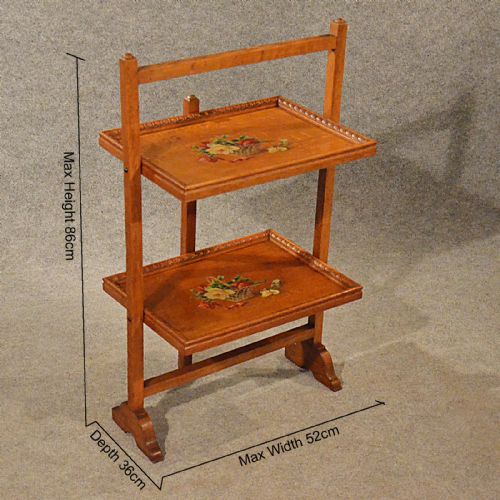 fig 1. Antique Oak Serving Tea Table Folding Butlers Buffet Cake Stand Edwardian c1910