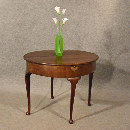 fig 1. Antique Side Demi Lune Hall Console Table Foldover English Georgian Oak c1800