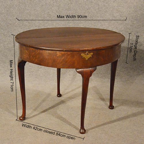 fig 2. Antique Side Demi Lune Hall Console Table Foldover English Georgian Oak c1800