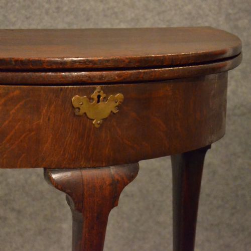 fig 4. Antique Side Demi Lune Hall Console Table Foldover English Georgian Oak c1800
