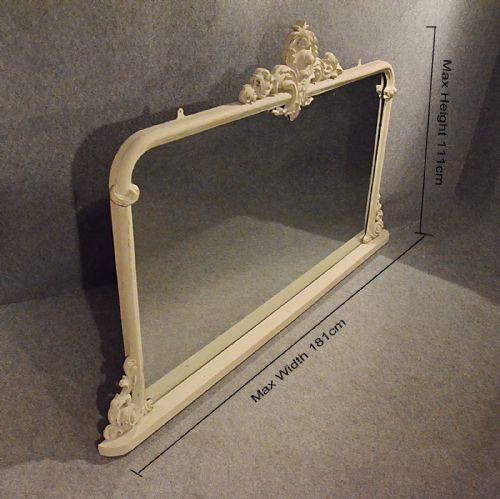 fig 1. Antique Mirror Large Victorian Overmantle Ornate Painted French Grey c1850