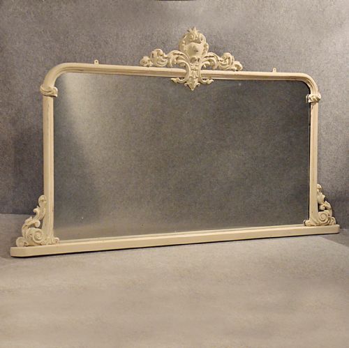 fig 2. Antique Mirror Large Victorian Overmantle Ornate Painted French Grey c1850