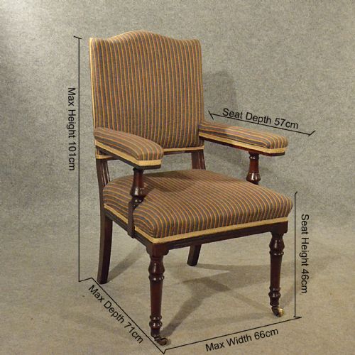 fig 1. Antique Armchair Mahogany Salon Easy Chair Comfortable English Victorian c1900