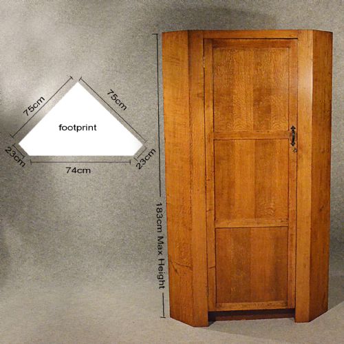 fig 1. Antique Oak Corner Wardrobe Armoire 6' Cupboard Quality English Art Deco c1930
