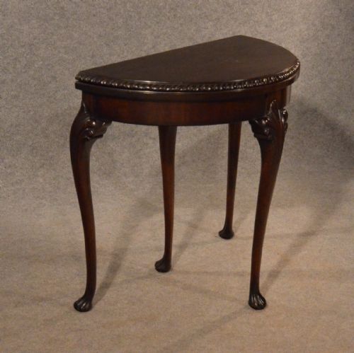 fig 1. Antique Table Card Games Tea Sofa Hall Folding Demi Lune English Victorian c1890