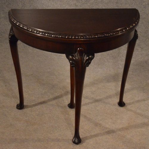 fig 3. Antique Table Card Games Tea Sofa Hall Folding Demi Lune English Victorian c1890